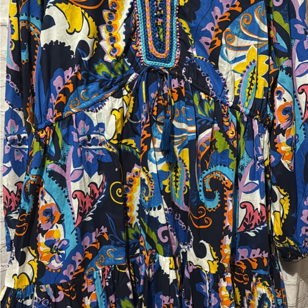 New XXLarge  Boho Multicolor Abstract Dress %100cotton - Picture 8 of 8